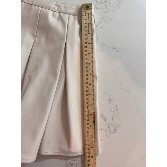 TCEC Mini Skirt Size Medium Faux Leather Pleated Cream Y2K 90s - Picture 10 of 11